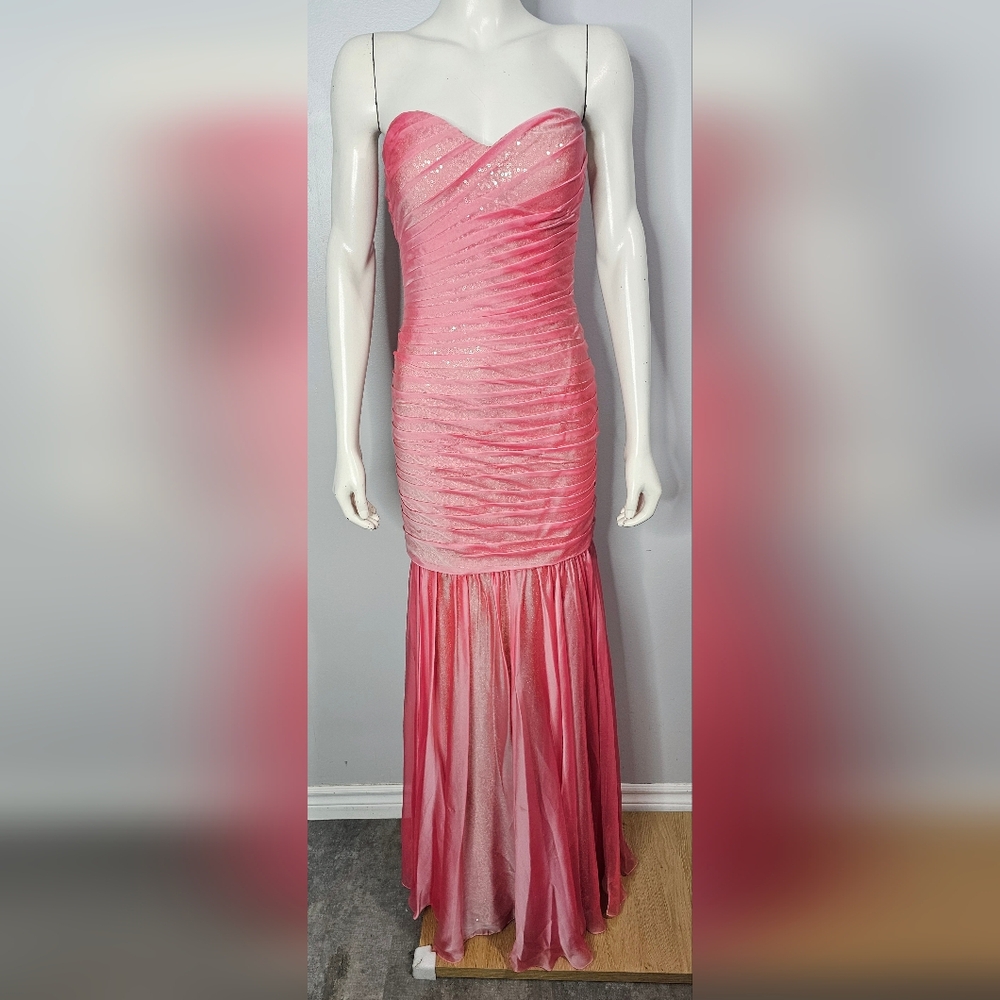 Pink Strapless Evening Dress